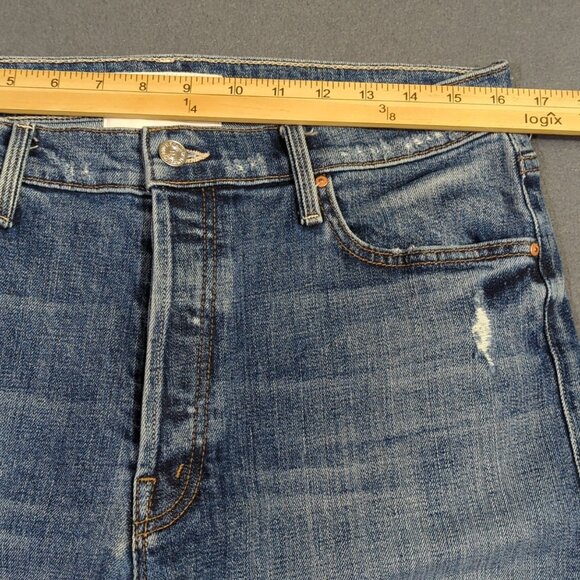 Mother Superior Jeans Womens 33 Blue The Tomcat in Seriously Truce Distressed - Picture 7 of 16